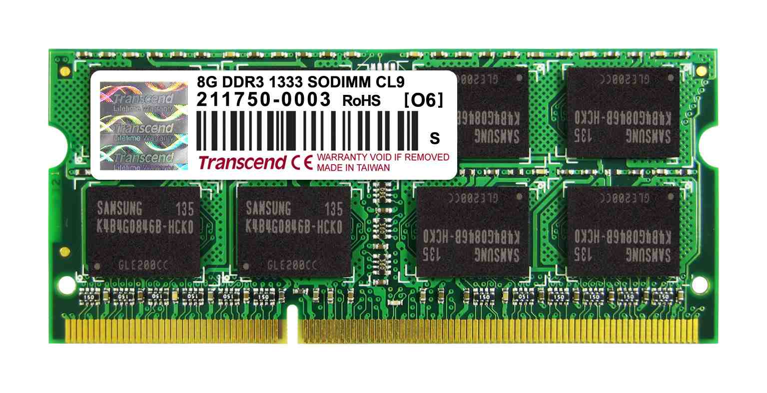 SODIMM DDR3 8GB 1333MHz TRANSCEND 2Rx8 CL90 