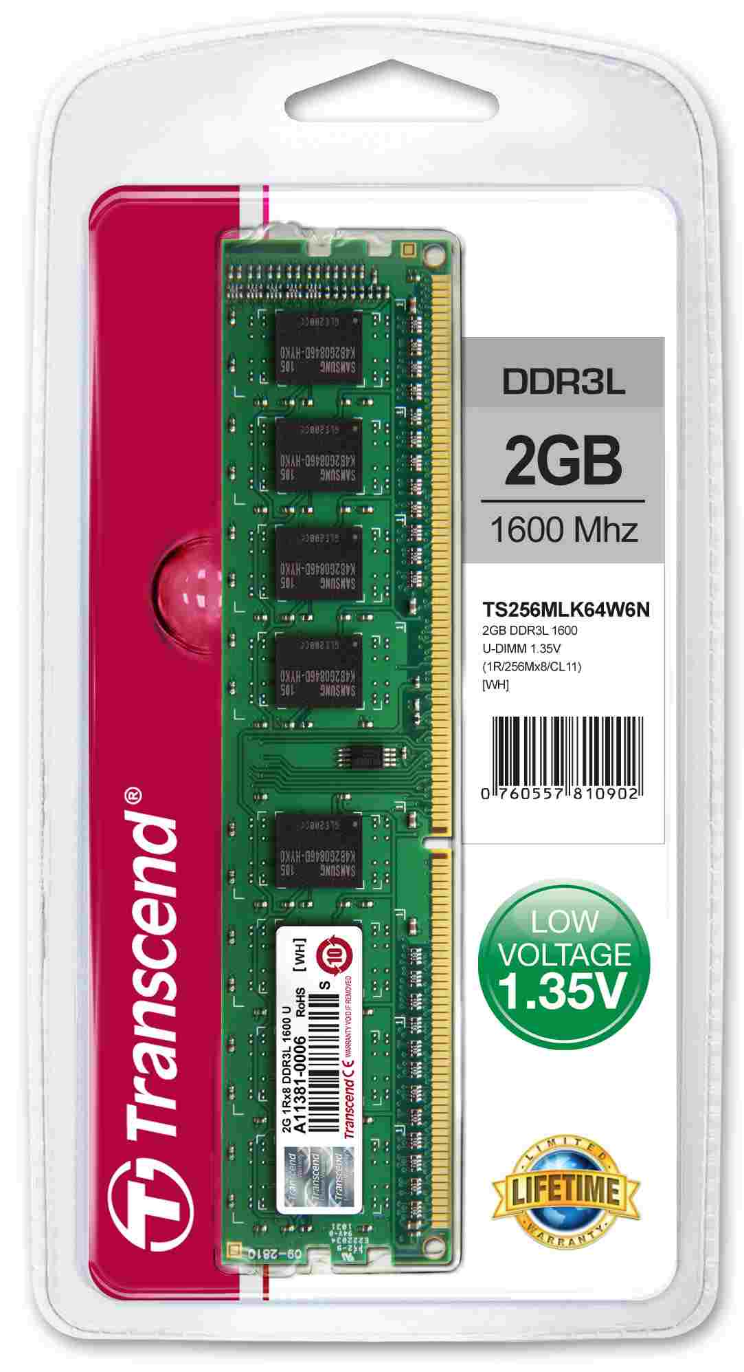 DDR3L 2GB 1600MHz TRANSCEND 1Rx8 CL11 DIMM0 