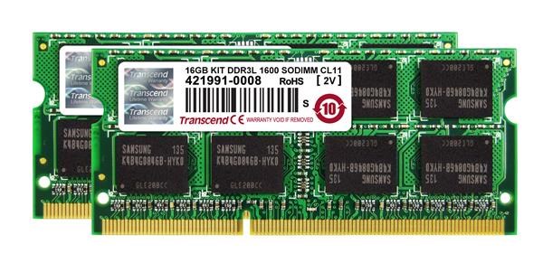SODIMM DDR3L 16GB KIT 1600MHz TRANSCEND 2Rx8 CL110 