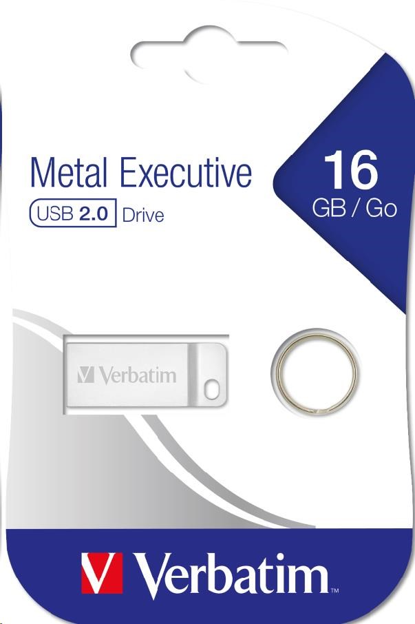 VERBATIM Flash disk 16 GB Metal Executive, USB 2.0, strieborná6 