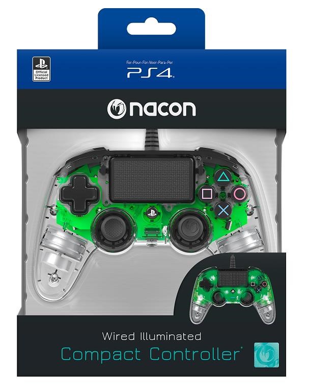 Nacon Wired Compact Controller - ovladač pro PlayStation 4 - průhledný zelený0 