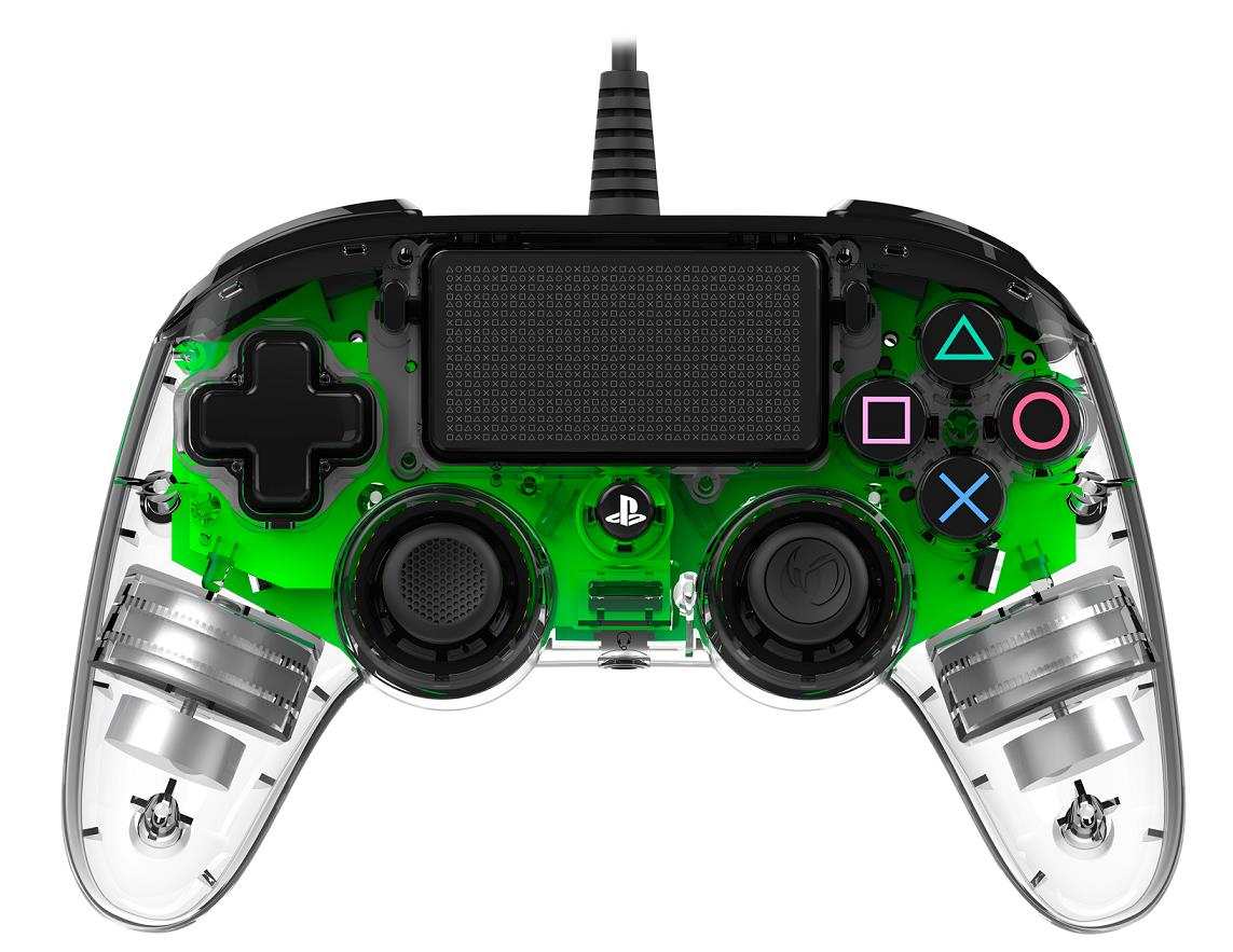 Nacon Wired Compact Controller - ovladač pro PlayStation 4 - průhledný zelený4 