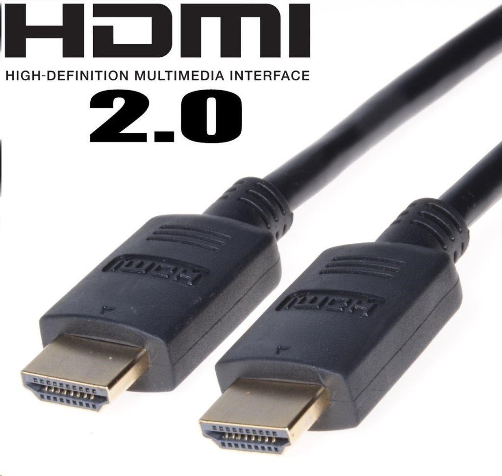 PremiumCord HDMI 2.0 Vysokorýchlostný + ethernetový kábel,  pozlátené konektory,  0, 5 m0 