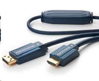 ClickTronic HQ OFC kábel DisplayPort - HDMI typ A,  pozlátený kon.,  3D,  M/ M,  10m0 