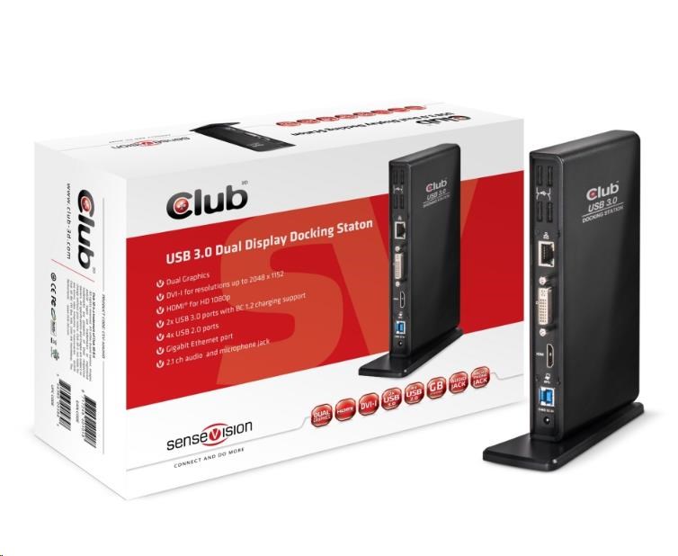 Club3D Dokovací stanice USB 3.0 Type A Dual Display6 