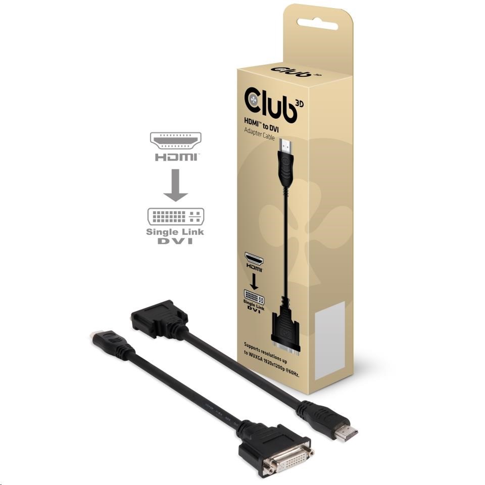 Club3D Pasívny adaptér HDMI na DVI-D s jedným prepojením (M/F), 22 cm0 