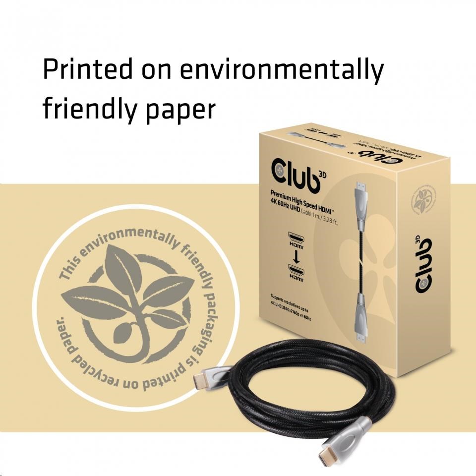 Club3D Kabel Certifikovaný HDMI 2.0 Premium High Speed 4K60Hz UHD,  1m0 