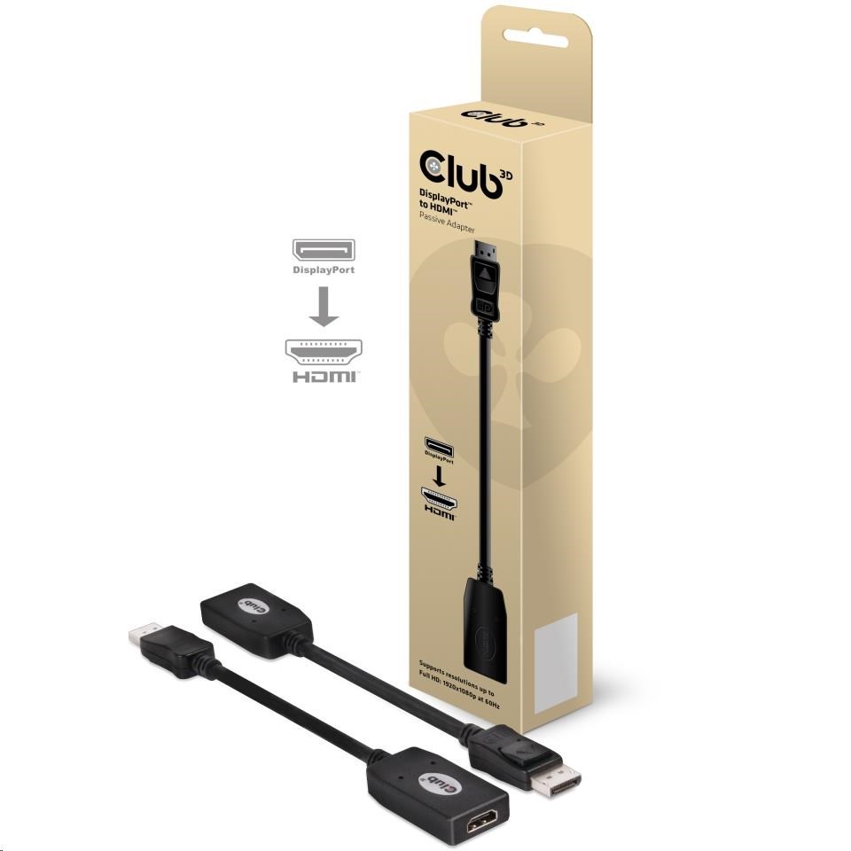 Club3D Pasívny adaptér DisplayPort 1.1 na HDMI 1.3 (M/F), 24cm0 