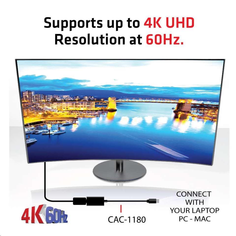 Club3D Adaptér aktívny mini DisplayPort 1.4 na HDMI 2.0b,  HDR (M/ F),  16cm4 