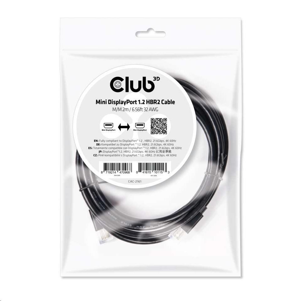 Club3D Mini DisplayPort kábel 1.2 4K60Hz UHD HBR2 (M/M), 2 m1 