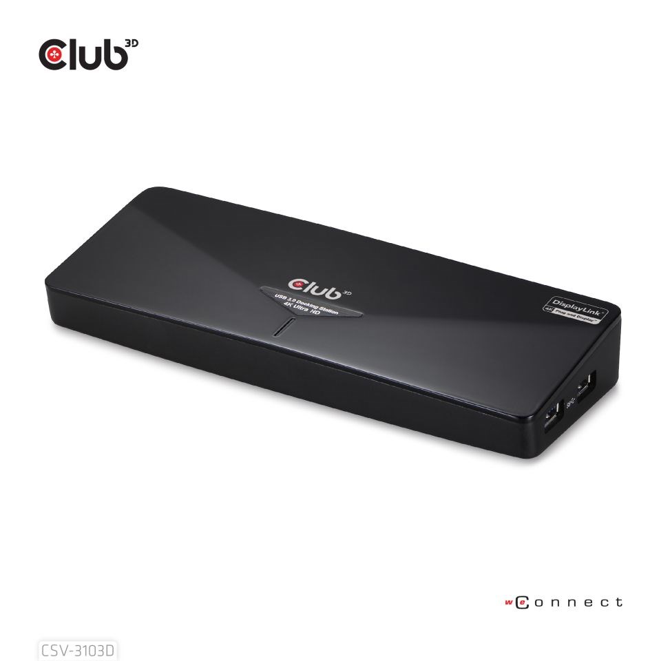 Club3D Dokovací stanice USB 3.2 Gen1 UHD 4K s certifikací DisplayLink®, 1xHDMI, 1xDP, 1xDVI-D0 