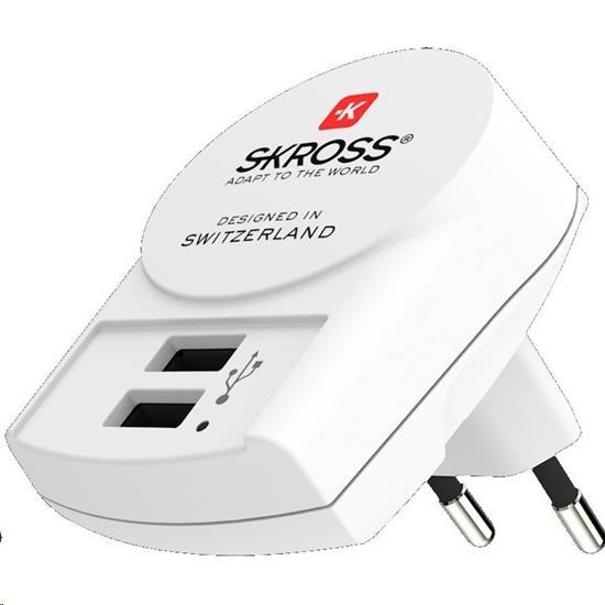 Nabíjací adaptér SKROSS Euro USB,  2400 mA,  2x výstup USB0 