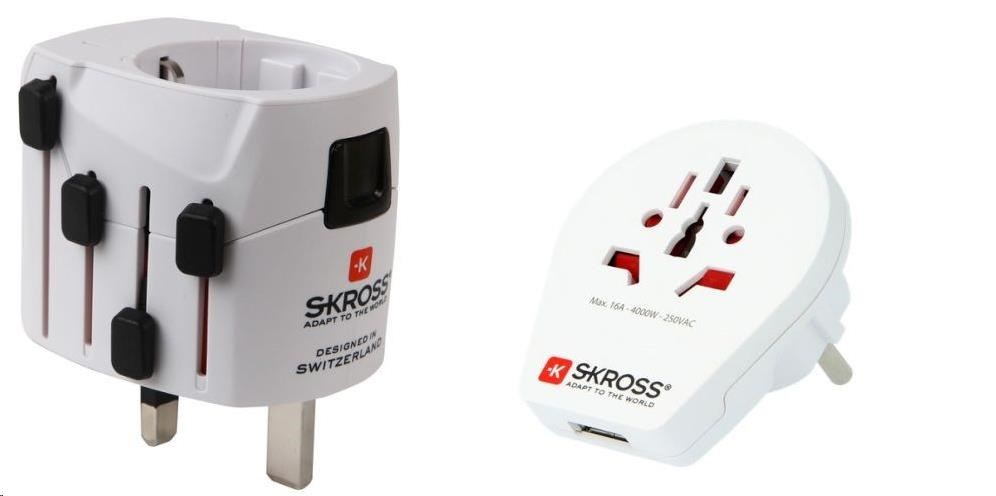 Cestovný adaptér SKROSS PRO World & USB,  max. 6, 3A,  uzemnené,  vrátane. univerzálne nabíjačky USB pre celý svet0 