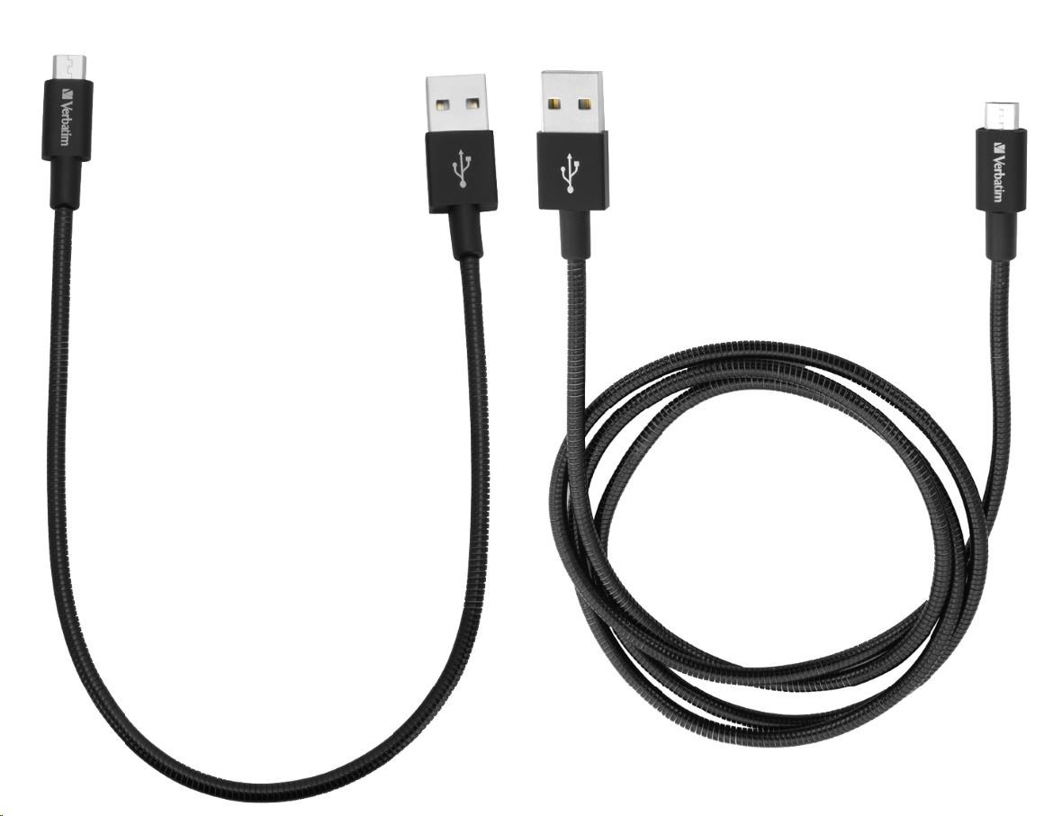 VERBATIM Micro B USB kábel Sync & Charge 100 cm (čierny) + Verbatim Micro B USB kábel Sync & Charge 30 cm (čierny)0 