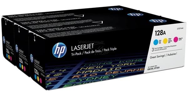 HP 128A CMY 3-pack LJ Toner Cart,  CF371AM (1, 300 /  1, 300 /  1, 300 pages)0 