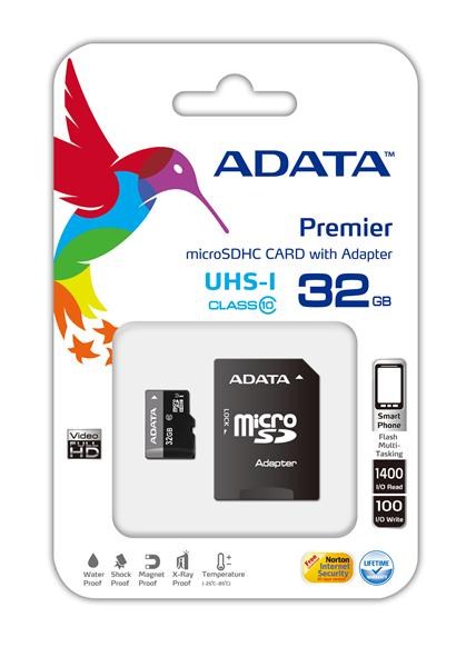 Karta ADATA MicroSDHC 32GB UHS-I Class 10 + SD adaptér,  Premier1 