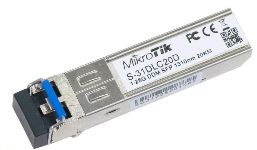 Mikrotik SFP (miniGBIC) modul S-31DLC20D,  SM,  20km,  1.25G0 