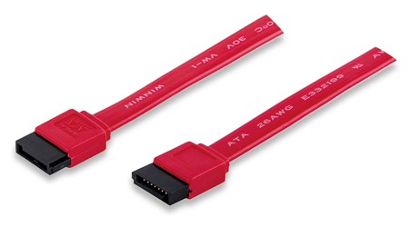 MANHATTAN SATA dátový kábel 7-pinový samec - samec,  50 cm,  červený0 