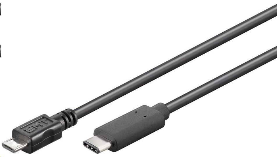 Kábel USB PREMIUMCORD 3.1 konektor C/ male - USB 2.0 Micro-B/ male,  čierna,  0, 6 m0 
