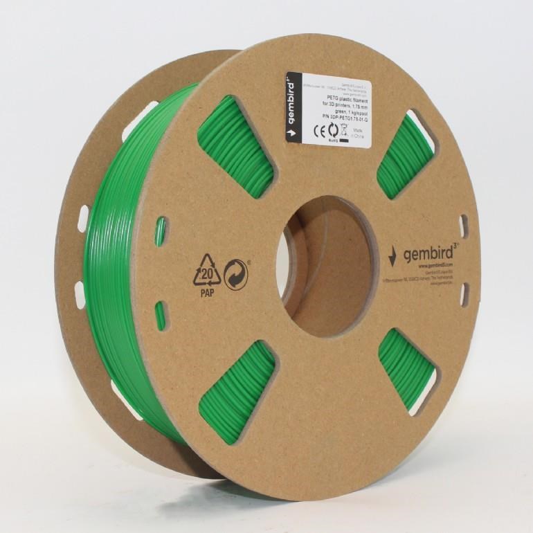 GEMBIRD Tlačová struna (filament) PETG,  1, 75 mm,  1 kg,  zelená0 