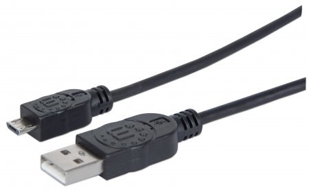 MANHATTAN Pripojovací kábel USB 2.0 A samec /  Micro-B samec,  0.5 m,  čierna0 