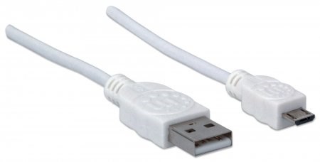 MANHATTAN Pripojovací kábel USB 2.0 A samec /  Micro-B samec,  1 m,  biely1 
