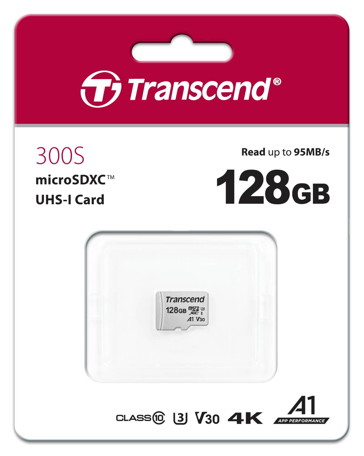 Karta TRANSCEND MicroSDXC 128GB 300S,  UHS-I U3 V30,  bez adaptéra1 