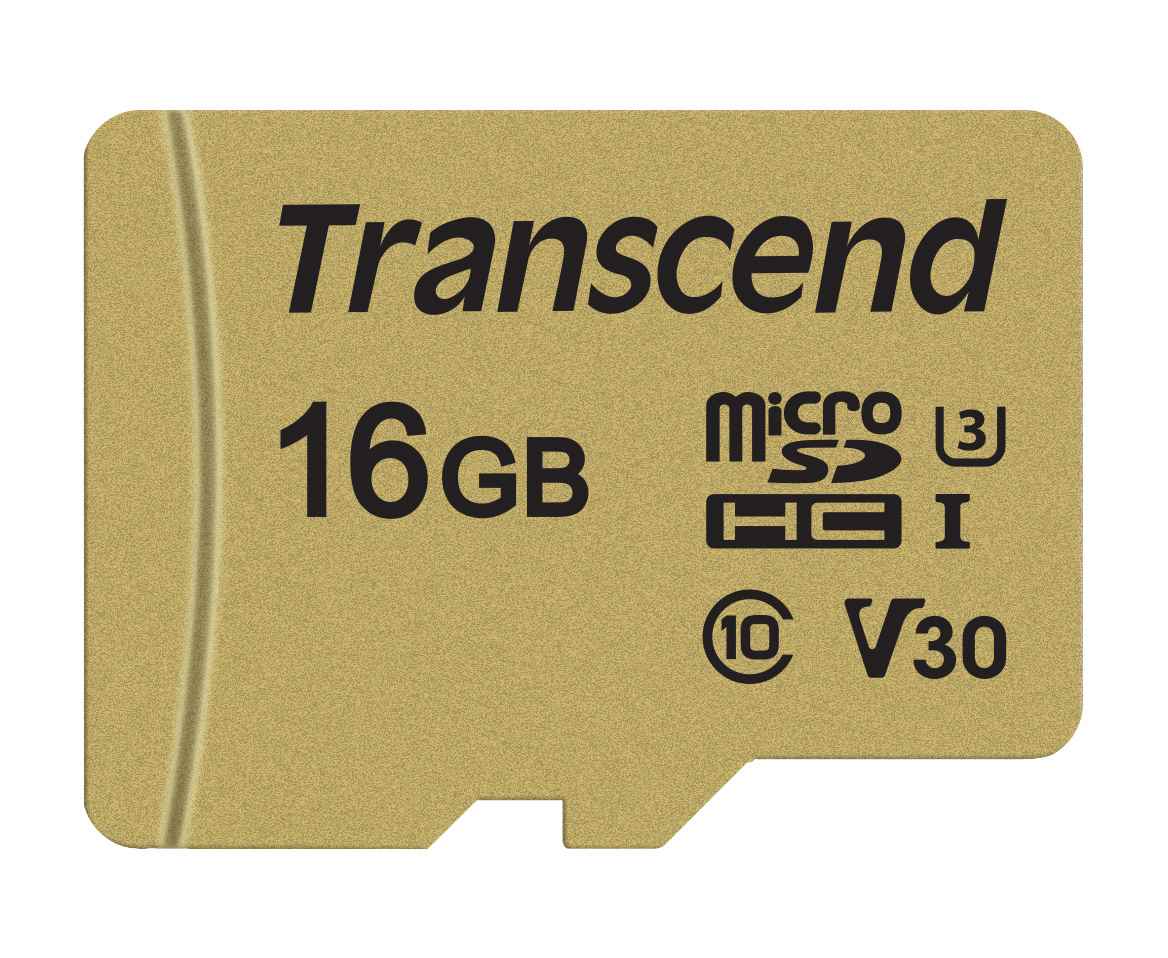 Karta TRANSCEND MicroSDHC 16GB 500S,  UHS-I U3 V30 + adaptér0 