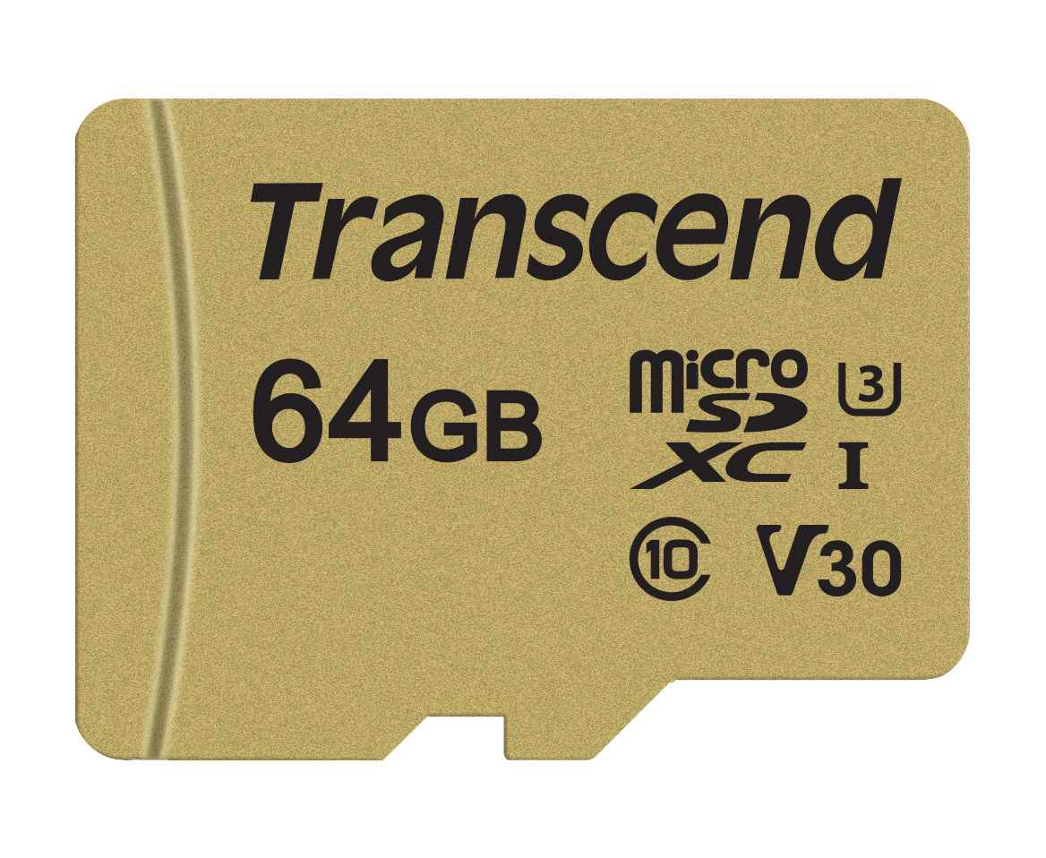 Karta TRANSCEND MicroSDXC 64GB 500S,  UHS-I U3 V30 + adaptér0 