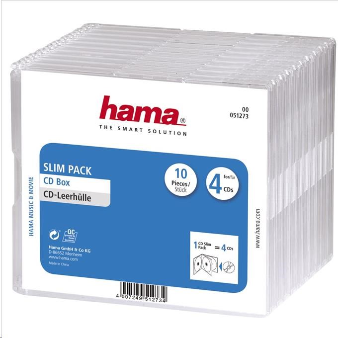 Hama CD box Slim 4,  10 ks0 