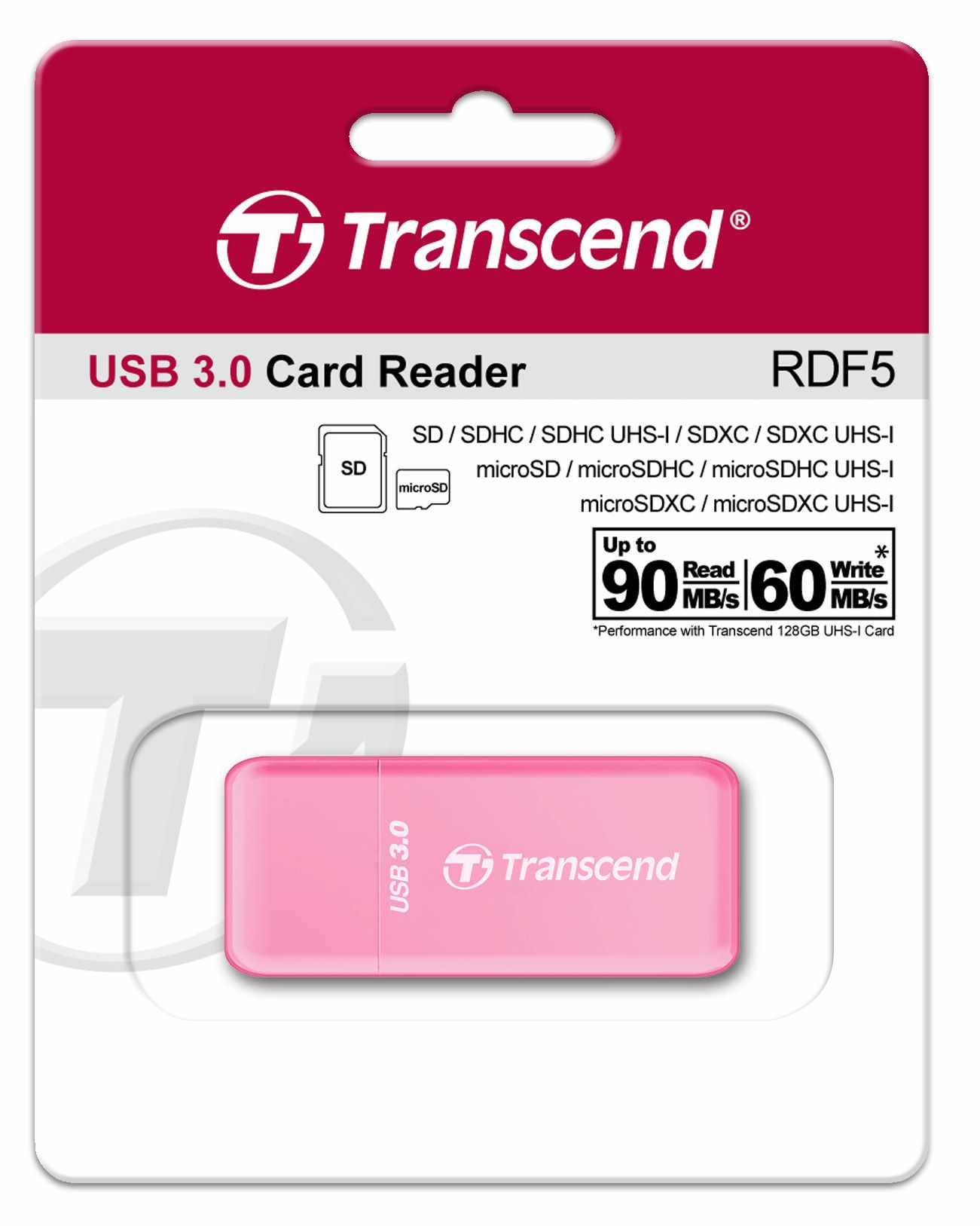 Čítačka kariet TRANSCEND F5,  USB 3.0,  červená0 