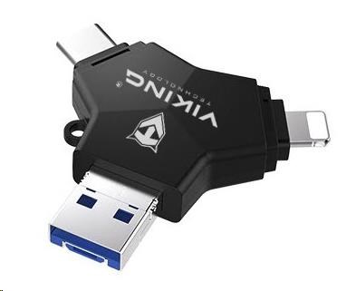 USB Flash disk Viking 3.0 4v1 s konektorom Lightning/Micro USB/USB/USB-C, 32 GB, čierna0 