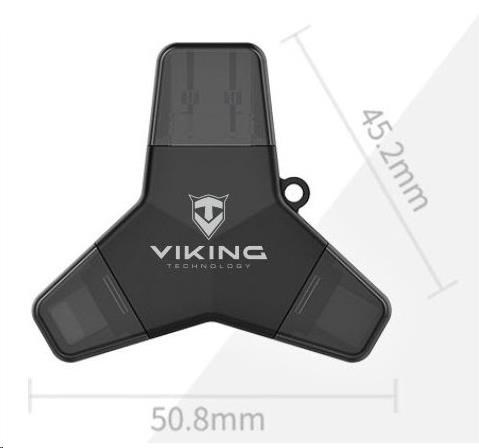 USB Flash disk Viking 3.0 4v1 s konektorom Lightning/Micro USB/USB/USB-C, 64 GB, čierna2 