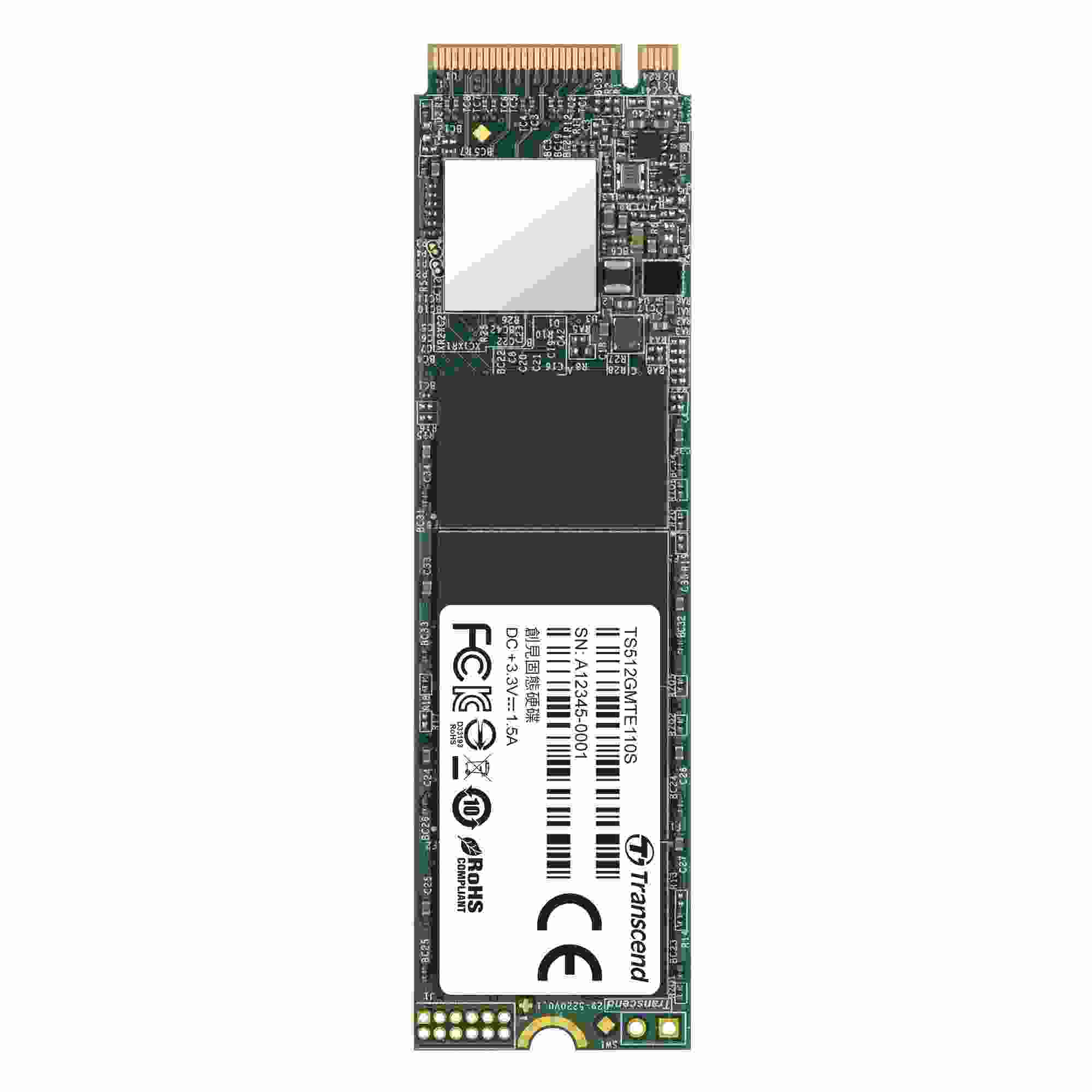 TRANSCEND SSD 110S 512GB,  M.2 2280,  PCIe Gen3x4,  3D TLC,  bez DRAM3 