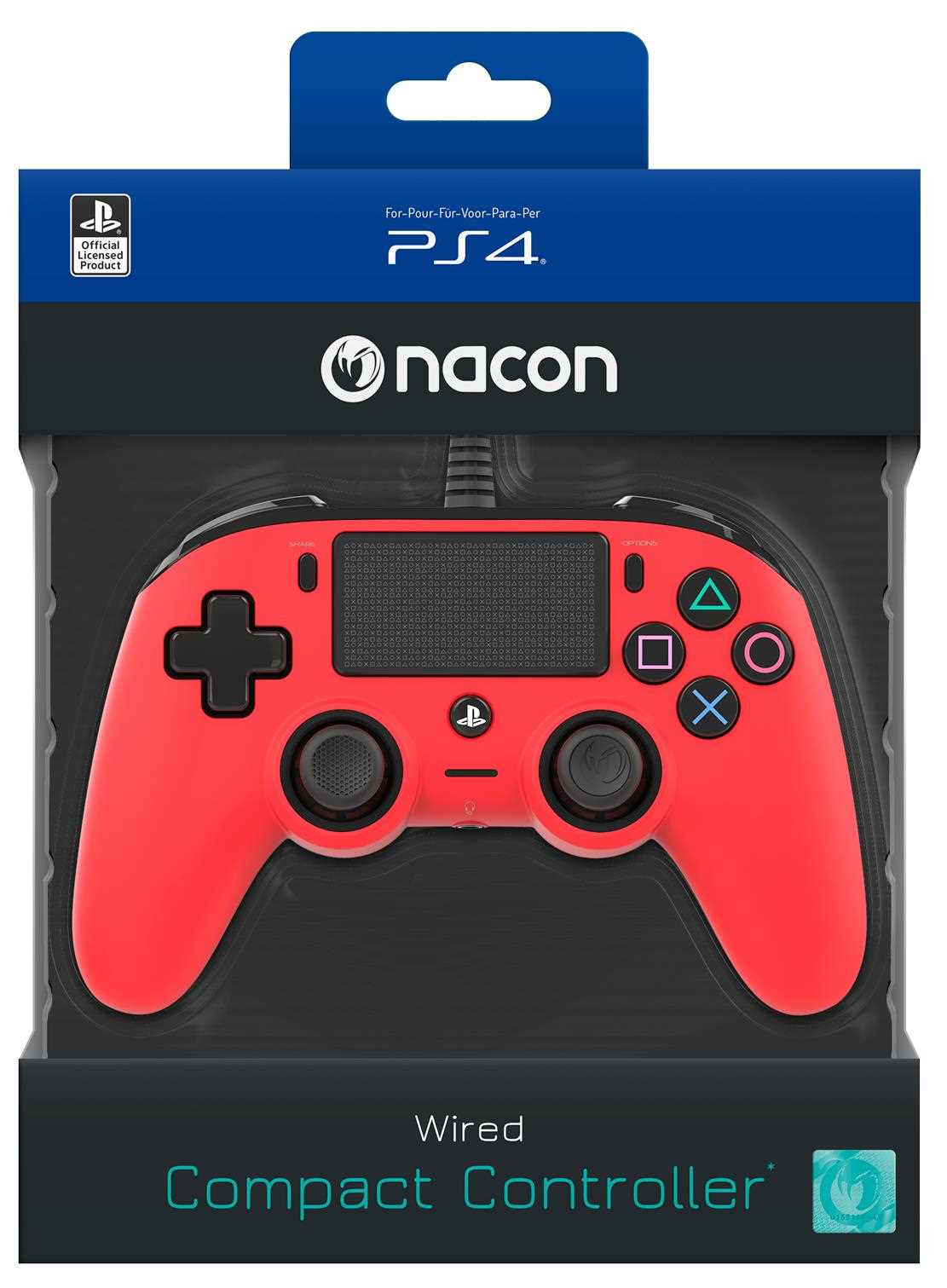 Nacon Wired Compact Controller - ovladač pro PlayStation 4 - červený5 
