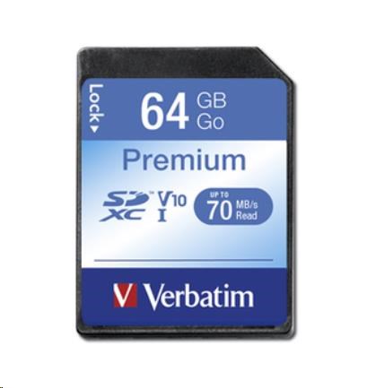 Karta VERBATIM SDXC 64GB Class 10,  UHS-1 (R:70/ W:10 MB/ s)0 