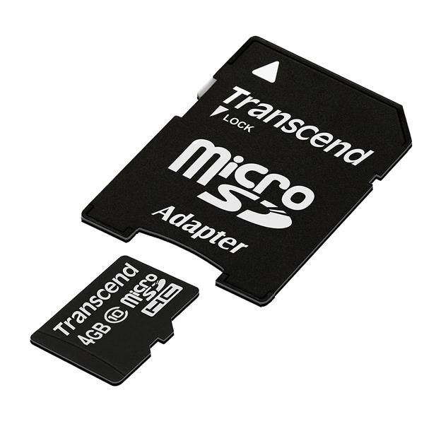 Karta TRANSCEND MicroSDHC 4GB Class 10 + adaptér1 