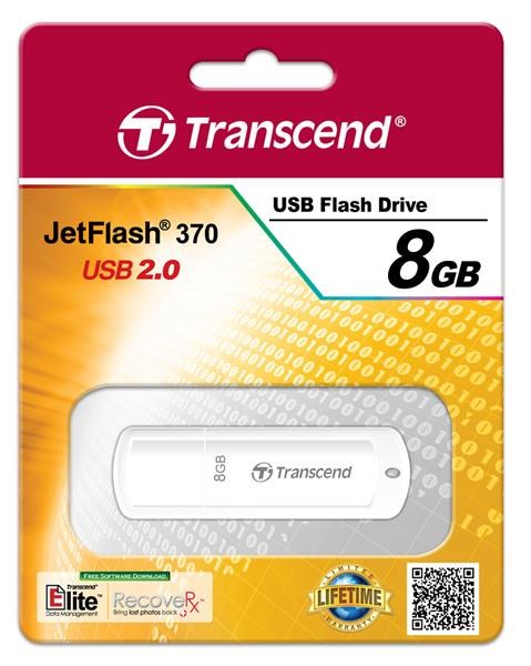 TRANSCEND Flash Disk 8GB JetFlash®370,  USB 2.0 (R:13/ W:4 MB/ s) bílá2 