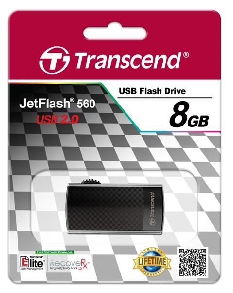 TRANSCEND Flash disk 8GB JetFlash®560,  USB 2.0 (R:18/ W:4 MB/ s) čierna/ strieborná4 
