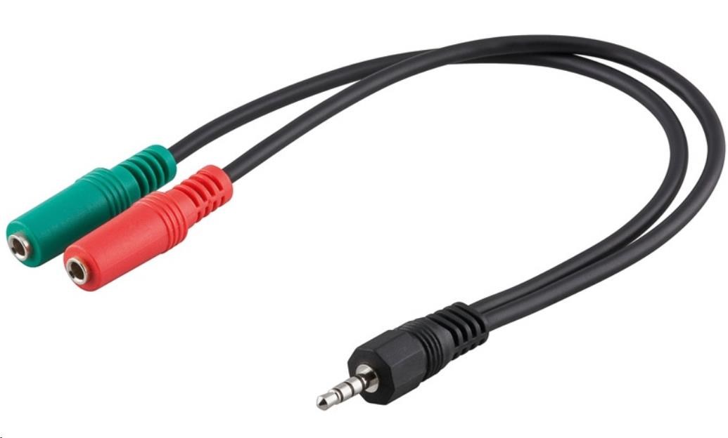 PREMIUMCORD Adaptér Jack 3, 5 mm 4pin - 2x stereo Jack 3, 5 mm,  redukcia (M/ 2xF,  4 póly)0 