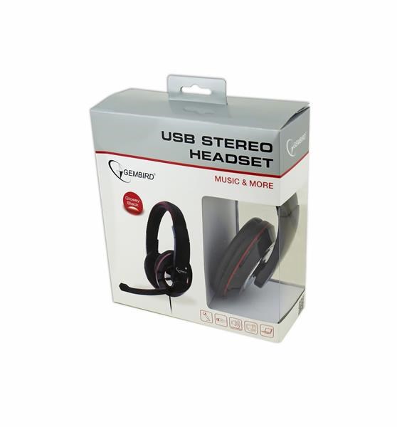 GEMBIRD sluchátka s mikrofonem MHS-U-001 Gaming,  černá,  USB3 