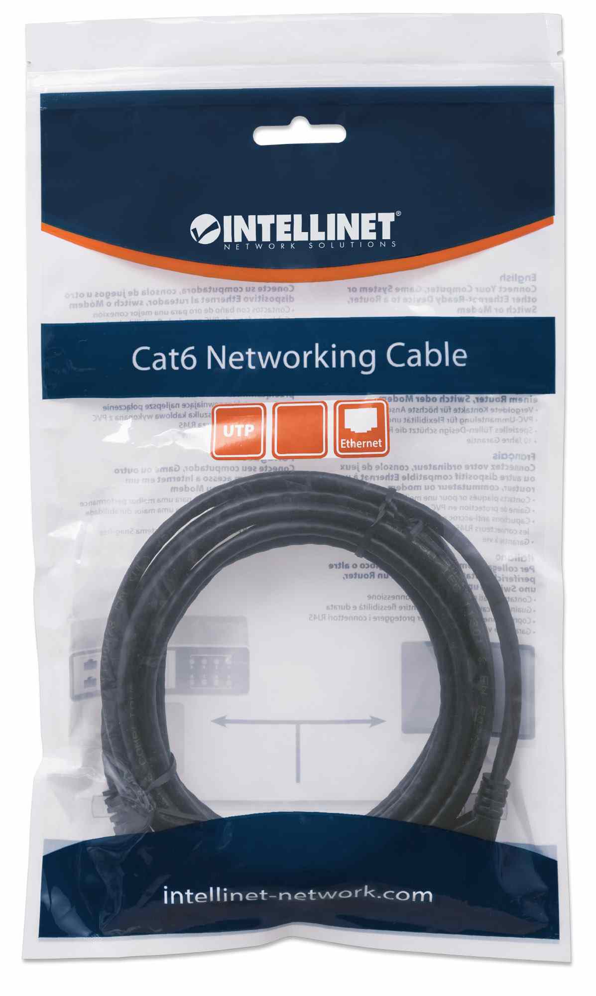 Intellinet Patch kábel Cat6 UTP 15m čierny,  cca1 