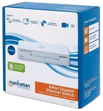 MANHATTAN Switch 8-port 10/ 100/ 1000Mbps,  desktop,  plast,  bílý1 