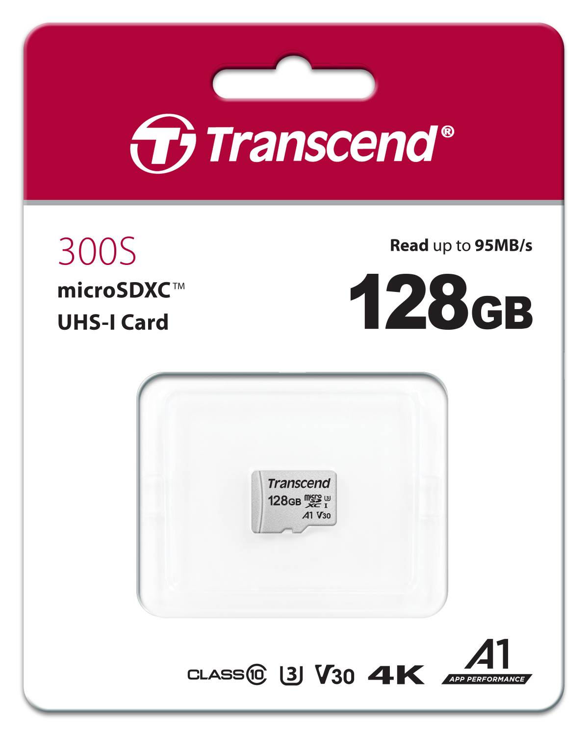 Karta TRANSCEND MicroSDXC 128GB 300S, UHS-I U3 V30 + adaptér1 