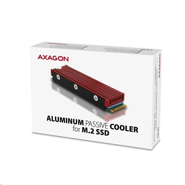 AXAGON CLR-M2,  hliníkový pasívny chladič pre jedno aj obojstranný M.2 SSD disk,  výška 12 mm9 