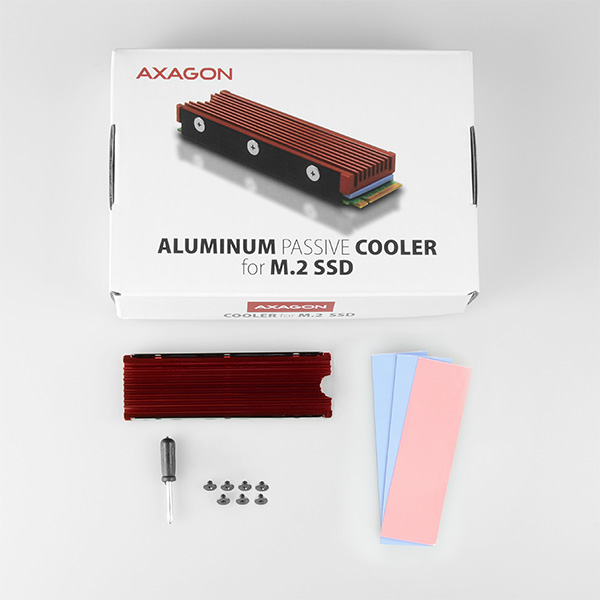 AXAGON CLR-M2,  hliníkový pasívny chladič pre jedno aj obojstranný M.2 SSD disk,  výška 12 mm7 