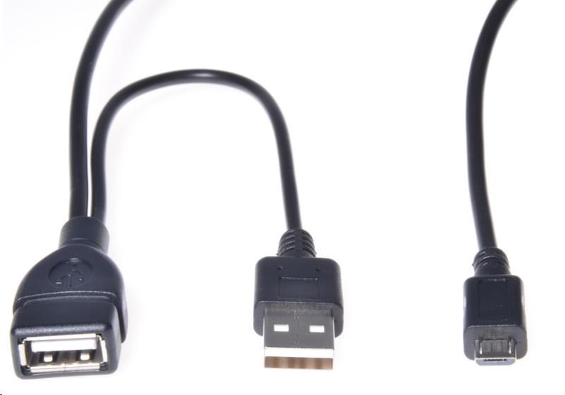 PREMIUMCORD USB redukčný kábel USB A/samec+USB A/samec - Micro USB/samec OTG0 