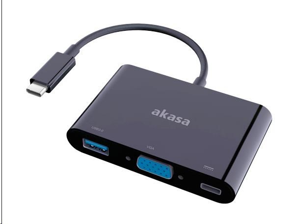 Adaptér AKASA USB Type-C na VGA s USB 3.0 