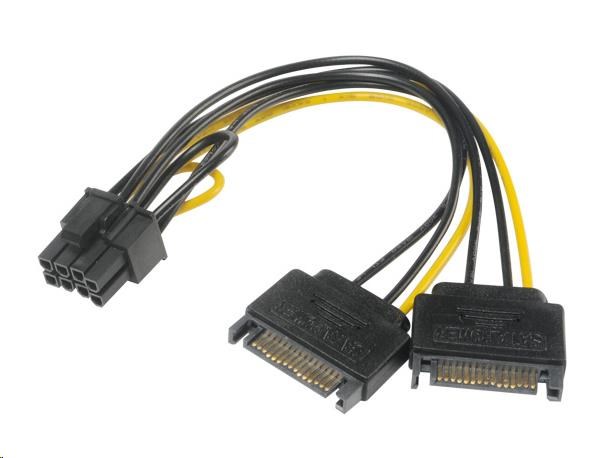 Napájací adaptér AKASA na 6+2pin PCIe (napájanie 2xSATA samec na 6+2pin PCIe samica)0 