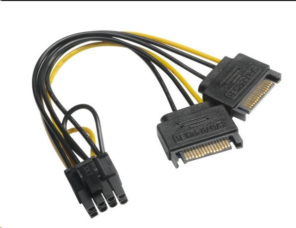 Napájací adaptér AKASA na 6+2pin PCIe (napájanie 2xSATA samec na 6+2pin PCIe samica)1 
